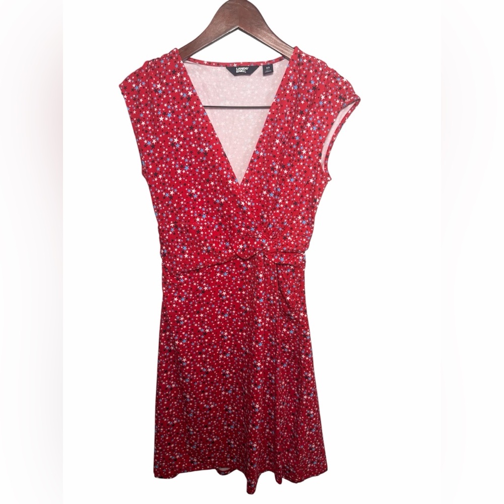 Lands' End Red Star Print Mini Dress XS (2-4)